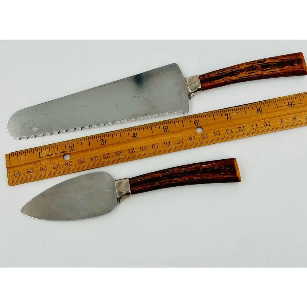 Amway Vintage Cheese Spreader Serrated Knife Cake Pie Slicer Set Stainless Steel
